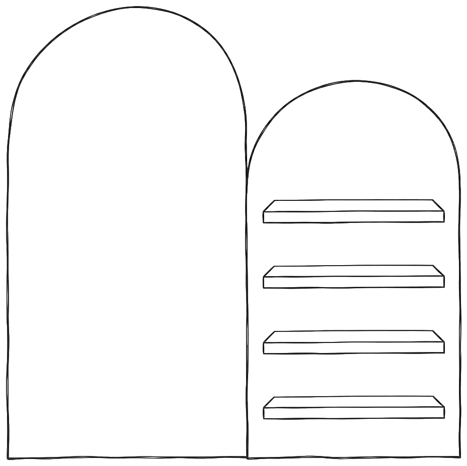 Arch backdrop and display board diagram